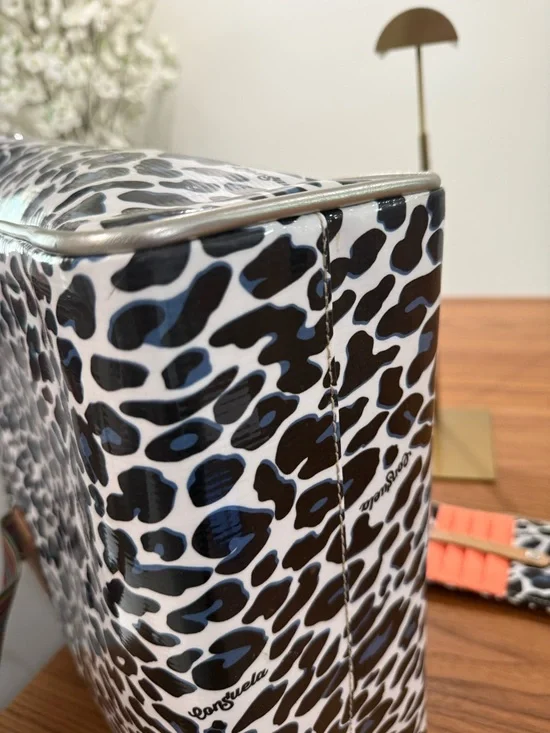 Consuela Black & White Leopard Tote with Striped Handles - Picture 4 of 4